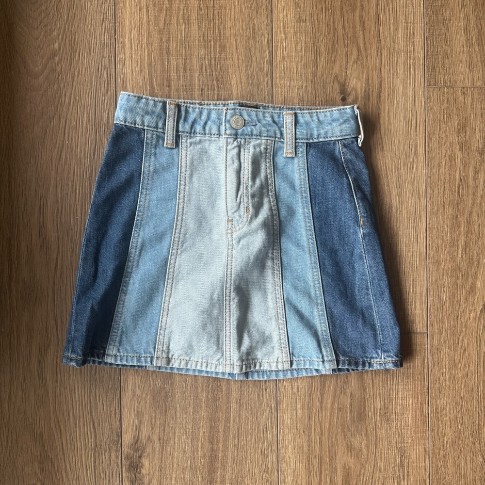 EUC Denim Patchwork Mini Skirt